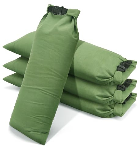 Flood Water Barrier Sand Bags - 4Pcs Thickened Long Canvas Flood Protection Sandbags with Insert Buckle Reusable Quick Flood Barrier for Home Door Window Basement Garage Floor Flood Control (4)