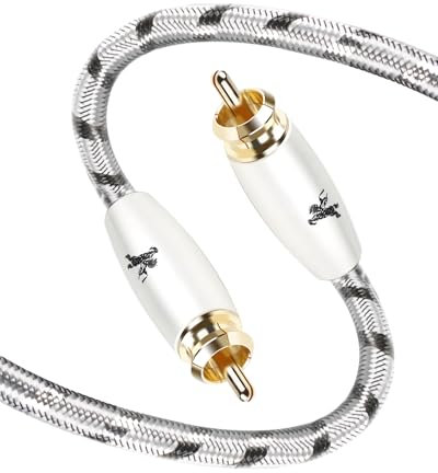 Impeto Câble RCA Subwoofer pour Caisson de basses, Cable Coaxial Numérique, 6N OFC TV S/PDIF - Connecteurs plaqués or - Câble Rca pour CD, Amplificateur, Chaîne Hi-Fi - 1m