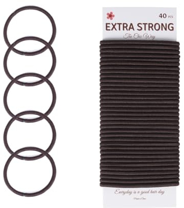 The Chic Way 40 Pcs Strong Hair Bobbles, Elastic Hair Bands, Brown Hair Ties, 4mm (Brown)