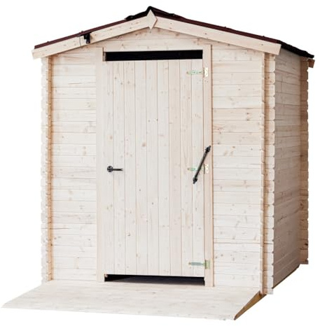 Habrita Foresta Abri Toilette sèche Alpina 2,21x3,04m avec Plancher Rampe d'accès et kit Accessoires pour PMR