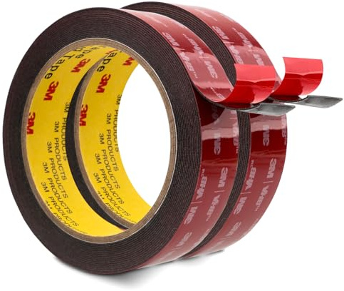 3M Nastro biadesivo per montaggio 25 mm x 4,7 m Nero 2 rotoli 0,6 mm di spessore Nastro in schiuma 5925 resistente extra forte per decorazione auto casa ufficio