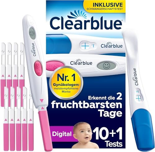 Clearblue Ovulationstest Digital und Schwangerschaftstest - Finde deine 2 Tage mit maximaler Fruchtbarkeit, 10 + 1, Teste die KOSTENLOSE Zyklus-Tracker-App