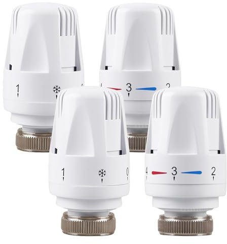 Thermostatkopf, 4 Stück Thermostat Heizung für Thread M30 x 1.5, Heizkörperthermostat, Thermostatkopf Heizkörperventil, Heizungsthermostat, Kühlerthermostat, Heizungsregler für Büro Zuhause (4)