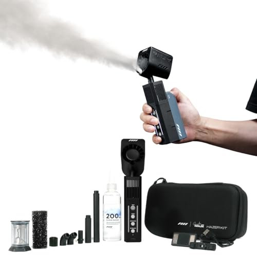 SmokeNINJA Pro Mini máquina de humo portátil portátil con mando a distancia inalámbrico (HAZER KIT), niebla inofensiva, para eventos al aire libre, fiestas, efectos escénicos, Halloween