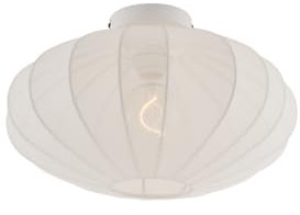 Qazqa - Design Japandi Deckenleuchte I Deckenlampe I Lampe I Leuchte weiß mit Stoffschirm - Bida I Wohnzimmer I Schlafzimmer - Textil Rund - LED geeignet E27