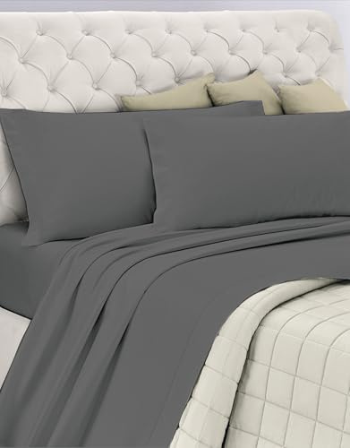 Sängset i bomull, 100% bomull som andas utan skadliga ämnen, kvalitetscertifierad standard 100 av OEKO-TEX Förtroende för textil, 1 halv säng, COL grå, designad i Italien