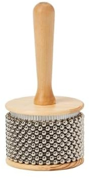 Angel Cabasa – Percussion Hand Instrument with Textured Steel Beads and Wooden Handle – Available in 3 Sizes (8.5 cm)