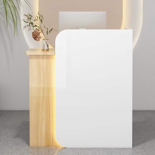 Modernt receptionsskrivbord med låsbar låda – snyggt bänkbord för kontor, salong, butik, spa – och funktionell receptionslösning
