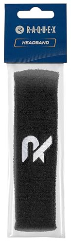 Raquex Fascia per capelli in cotone, morbida e assorbente, per sport, tennis, ciclismo, corsa, fitness e palestra, materiale elastico in cotone (nero)