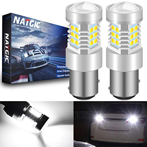 NATGIC 1157 BAY15D 2057 2357 7528 LED-lampor Xenonvit 21 – EX 2835 SMD-chip-set med linsprojektor för backup-backljus, 10-16V 10,5W (2-pack)
