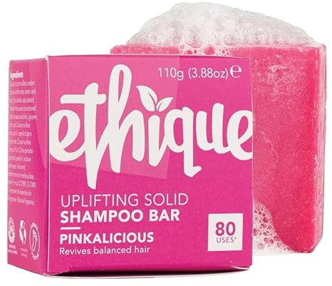 Ethique Uplifting Solid Shampoo Bar for Balanced Hair (80 Washes) - Pinkalicious - Vegan, Eco-Friendly, Plastic-Free, Cruelty-Free