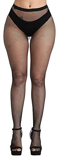 E-Laurels Womens Fishnet Tights Stockings Black Pantyhose Fish Net Plus Size
