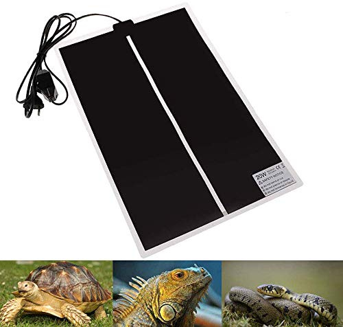 PeSandy Reptile Heating Pad with Temperature Adjustment, 110V Non-Adhesive Heat Mat for Reptiles Tortoise Snakes Lizard Gecko Hermit Crab Turtle Amphibians - 20W Terrarium Heat Pad