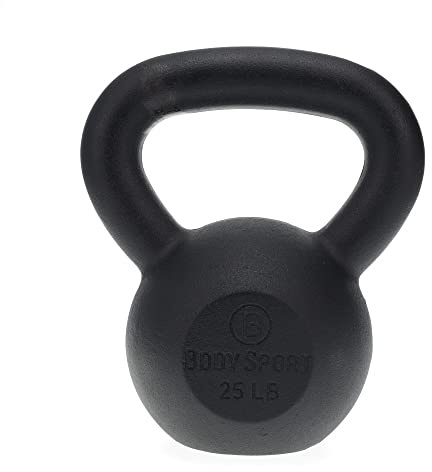 Body Sport Cast Iron Kettlebell, 25 lb. – At-Home Gym Equipment – Kettlebell Free Weights – Strength & Core Training Equipment – Cast Iron Resistance Workout Gear