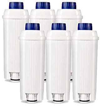 DLSC002 Wasserfilter, Kaffeemaschine Zubehör Kompatibel mit alle De'Longhi Kaffeevollautomaten mit Wasserfilter - Weiß - 6er-Packung