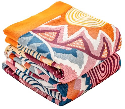 HOORDRY Manta Bohemia 150 x 200 cm - Estampada, Algodón, Reversible para TV, Silla o Cama Individual