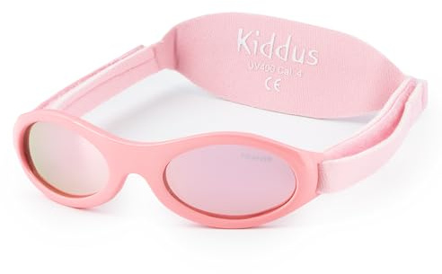 Kiddus Lunettes de Soleil Bébé Fille Garçon 6-18 Mois Polarisées CAT4 UV400, Protection 100% UVA UVB, Bande Ajustable Néoprène, Sans BPA