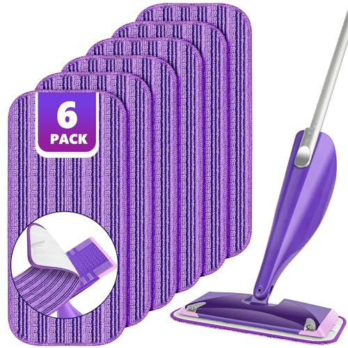 Spray Mop Refill Pads for Flash Powermop, 6PCS Microfibre Mop Pads Washable for Household Wet Dry Floor Mop, Reusable Mop Head Replacement for Hardwood Laminate Floor Cleaning