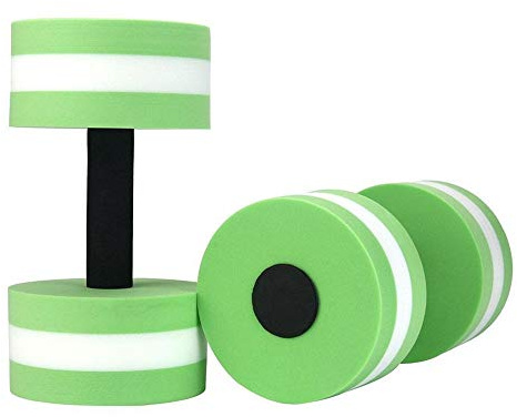 Water Dumbbells - Set of 2 Aquatic Exercise Dumbell, Aqua Dumbbells for Water Aerobics, EVA Foam Dumbbells Pool Resistance Water Fitness Equipment, Water Aerobics Weights for Pool (Green)