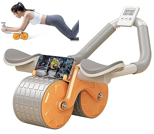 Ab Roller Wheel, Rodillo Abdominales Con Soporte para el Codo, Rodillo de abdominales automático con función de rebote, Equipo de fitness para entrenamiento abdominal en el gimnasio en casa