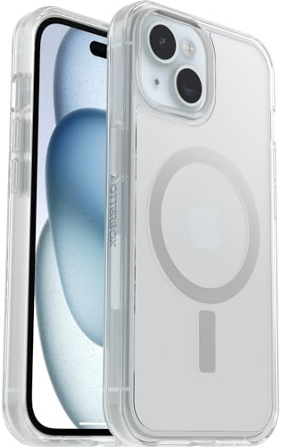 OtterBox Symmetry Clear MagSafe transparente Hülle für iPhone 17e, 16e, 15, 14, 13, stoßfest, sturzsicher, schützende Hülle, 3X getestet nach Militärstandard, Transparent