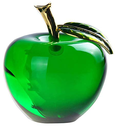 Figura de manzana de cristal de 6 cm, pisapapeles de vidrio, figuras coleccionables de manzana, regalos para bodas, cumpleaños, Navidad y decoración del hogar (verde)