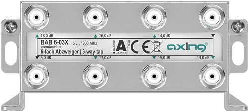 Axing BAB 6-03X 6-Fach Abzweiger 13-18 dB 5-1800 MHz TV Data Internet Kabelfernsehen