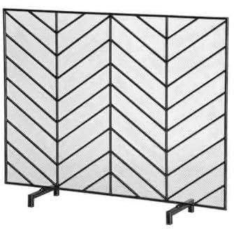 Funkenschutzgitter Nordic Einfache Gold Schwarz Farbe Kamin Bildschirm Mit Mesh Staubdicht Haushalt Boden Bildschirm Kamin Front Dekorative Leitplanke Feuerschirm (Color : A)