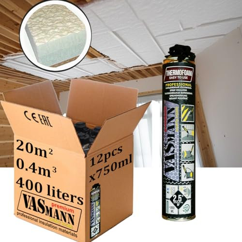 Sprühdämmung Haltbare Dämmung für Fassaden Einfache Anwendung von Zwischensparrendämmung Wirtschaftliche Perimeterdämmstoffe - Effektive Wärmedämmung EPS / XPS Dämmung (20m2)