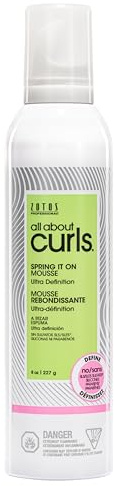 ALL ABOUT CURLS Spring It On Mousse, Ultra Definition, Strengthens & Protects, Vegan & Cruelty Free, Sulfate Free, 8 Fl Oz