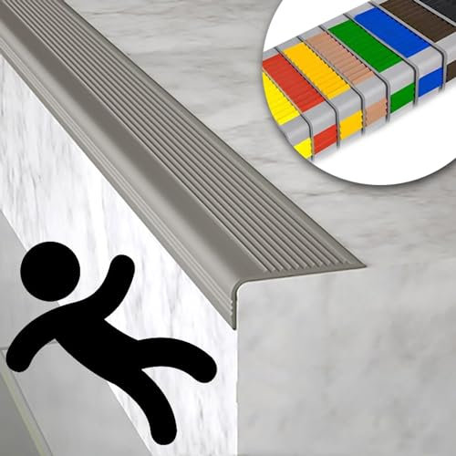 L Profilé Antidérapant Marche Bordure Bandes,Auto Adhésif Protection De Bord De Marche D'escalier,intérieur Nez De Marche Profilé D'escalier, Nez De Marche Profil D’angle PVC,Ignifuge et imperméable.