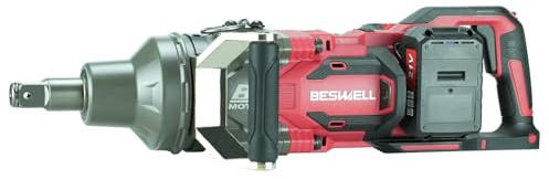 Clé à chocs sans fil BESWELL-CIW-1100B-B de 1 avec enclume courte, clé à chocs électrique puissante, kit de clé à chocs avec 4 batteries Li-Ion de 5,0 Ah et chargeur double