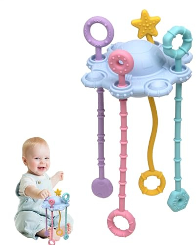 Teksome sensoriels Spinner pour tout-petits, jouet d'activité à corde de traction de voyage pour bébés - pour berceaux et - de développement sensoriel et d'activité, couleurs