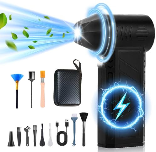Flintronic Elektrische-Staubgebläse-Druckluftspray, Elektrische Staubgebläse mit Taschenlampe, 4-Gang 130000 U/min Compressed Air Duster, Gebläse Turbo Jet Fan mit 5000mAh Akku für PC Auto Tastatur