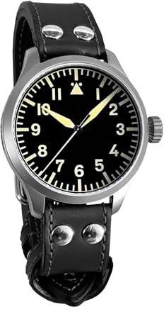 Aristo 3H213 observationsklocka 47 – Begränsad utgåva – Schweiziskt automatiskt urverk R150 – armband av sadelläder – boett i rostfritt stål Ø 47 – gräddfärgad belagd visare – Made in Germany, Rem
