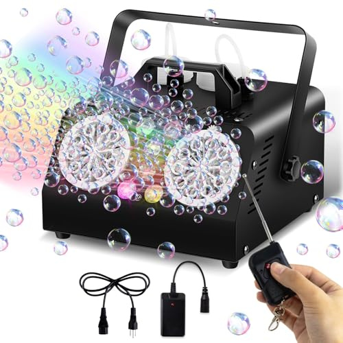 Portable Bubble Machine - 200,000 Bubbles Per Minute, Automatic Dual-Speed Adjustable, Ideal for Parties | Wedding/Stage Special Effects Generator | Compatible with Universal Bubble Solution