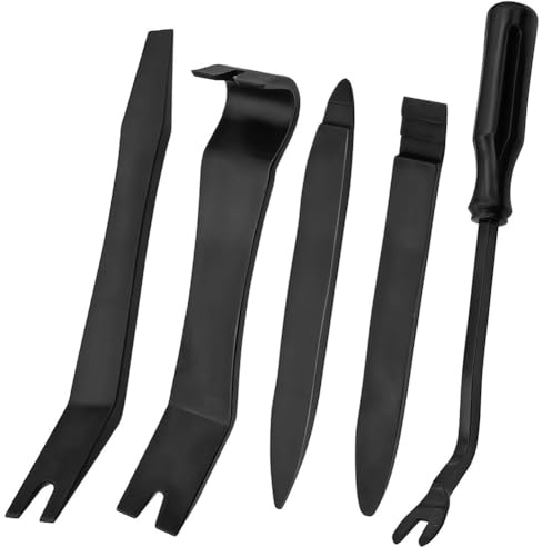 Einesin 5Pcs Herramientas de reparación de plástico para Coche, cuñas de molduras de Coche,Kit de Herramientas Coche para Desmontar el Audio de Coche y Quitar Tapicerías, Negro