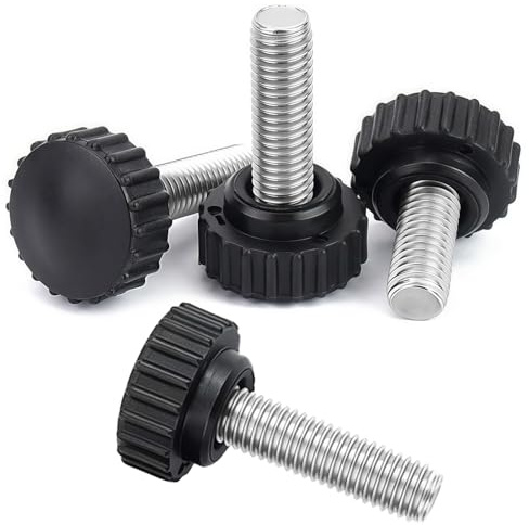 YOGAZEN 4 Stück Rändelschraube M6, M6 x 35mm 304 Edelstahl Runder Kopf förmige Klemmschraubenknopf, Daumenschrauben Griff, Flügelschraube M6, für schnellen Austausch des Handfestziehknopfs