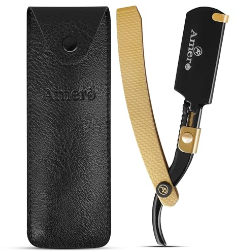 Cut-Throat Razor Straight Edge – Professional Stainless Steel Full Barber Razor holder for Beard, Moustache & Hairline Shaping – Premium Barber Tool & Grooming Accessory