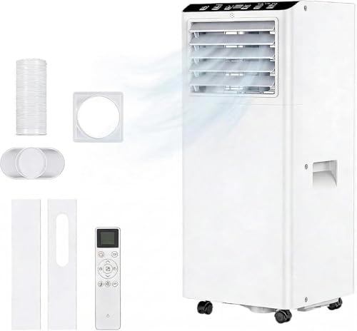 Condizionatore Portatile 7000 BTU, 4-in-1Climatizzatore Portatile Con Deumidificatore, Air Conditioner Con Display Digitale e Telecomando, Funzionamento Silenzioso, 24H Timer, Copertura 51 ㎡