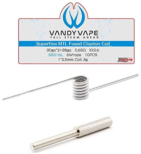 10x Vandy Vape Superfine MTL Fused Clapton 0.65 Ohm Coils SS316L (Edelstahl)