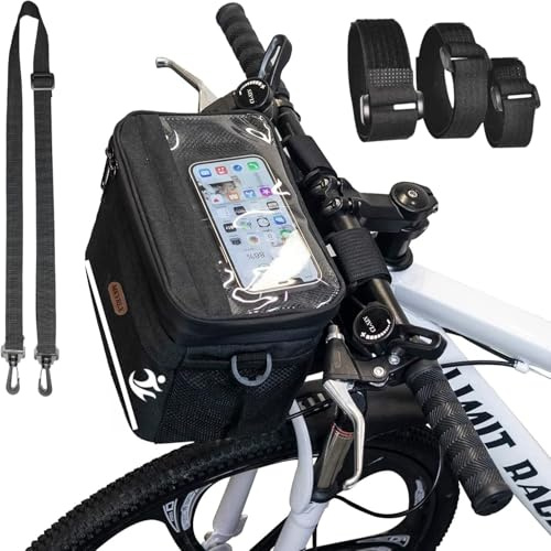 MKYRLX Borsa per manubrio della bicicletta, borsa termica portatile con touch screen sul telefono, telaio di supporto robusto sul manubrio della bicicletta, bicicletta