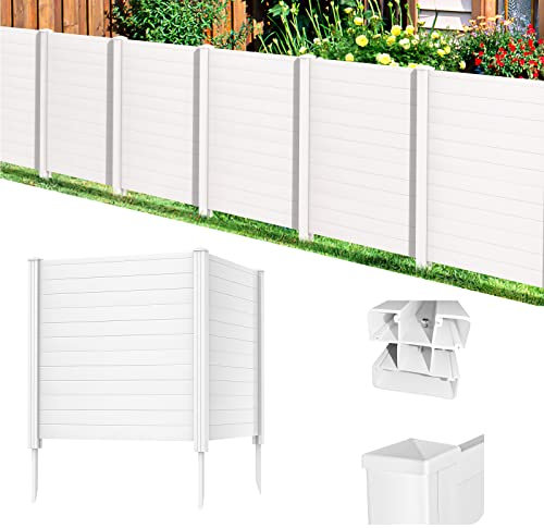 RELAX4LIFE Clôture Jardin Extérieure Lot de 2 en PVC avec 3 Piquets de 35cm, Clôture Décorative Brise-vue en Panneau 123x124cm pour Jardin Terrasse Cour