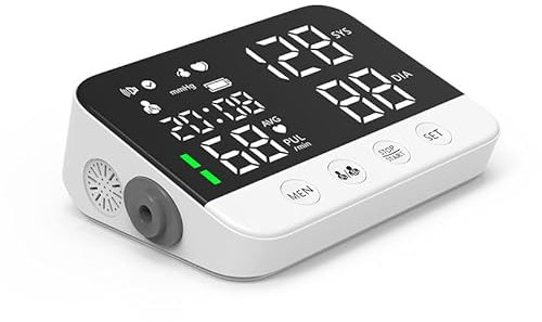 Monitor de presión arterial para brazo, monitor electrónico digital de presión arterial, pantalla LCD, batería recargable de alta precisión