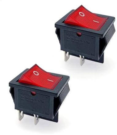 JZK 2x ON OFF Interrupteur à bascule marche/arrêt 16A 250V 20A 125V AC avec lumière rouge indicateur 2 positions 4 bornes DPST 4 broches interrupteur bouton d'alimentation rectangulaire KCD