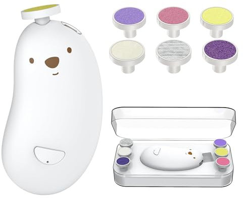 Lnfxkvva Elektrischer, wiederaufladbarer Baby-Nagelknipser mit 6 Schleifköpfen und LED-Licht, sicher und einfach zu bedienen