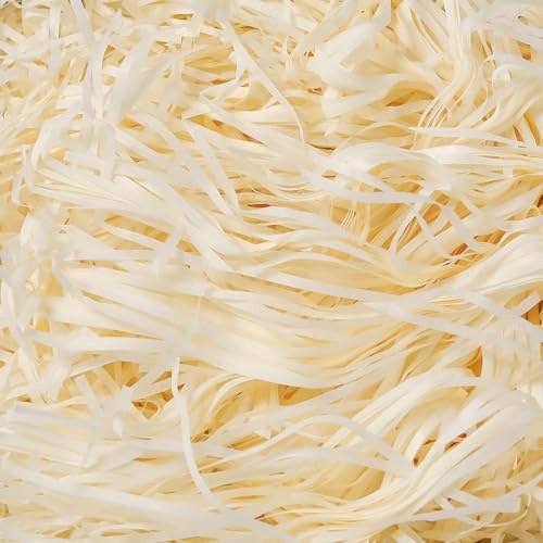 Mamiddle Paglia per Cesti Decorativa - 500g Raffia per Riempimento Regali, Filler per Cestini, Scatole e Decorazioni - Materiale per Party, Matrimoni, Natale (Champagne)