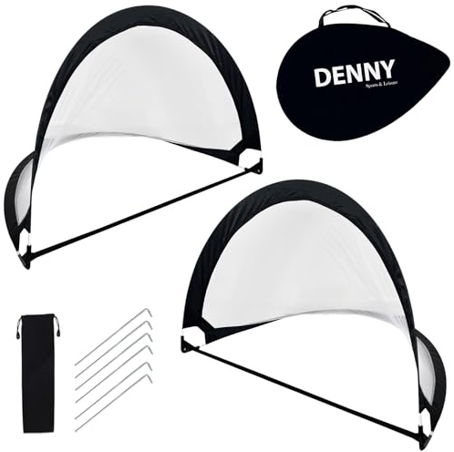 Crystals Kids Football Goal Set – 2 X Pop-Up Goal Posts with Carry Bag – Toddler Football Goal Net - Soccer Training Garden Goal Post - 120cm x 80cm (Black)