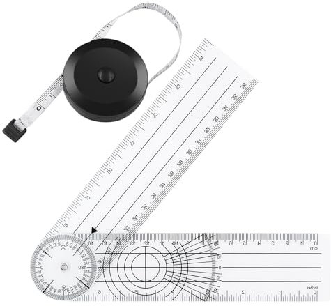 1 Pezzi Goniometro Digitale,Metro da Sarta Morbido 1,5 M,Metro Nastro Retrattile Centimetro per Misurazione Corpo,Righello Angolare Medico Girevoli Strumento di Misurazione Dellangolo 360° Trasparenti