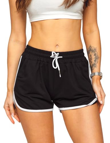 Femmes Sport Yoga Fitness Coton Shorts Gym Running Bodybuilding Shorts mi - épais Noir L